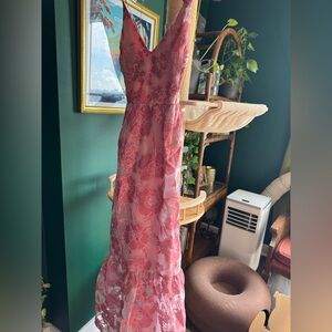 LuLu’s Organza Lace-Up Midi Dress, size medium